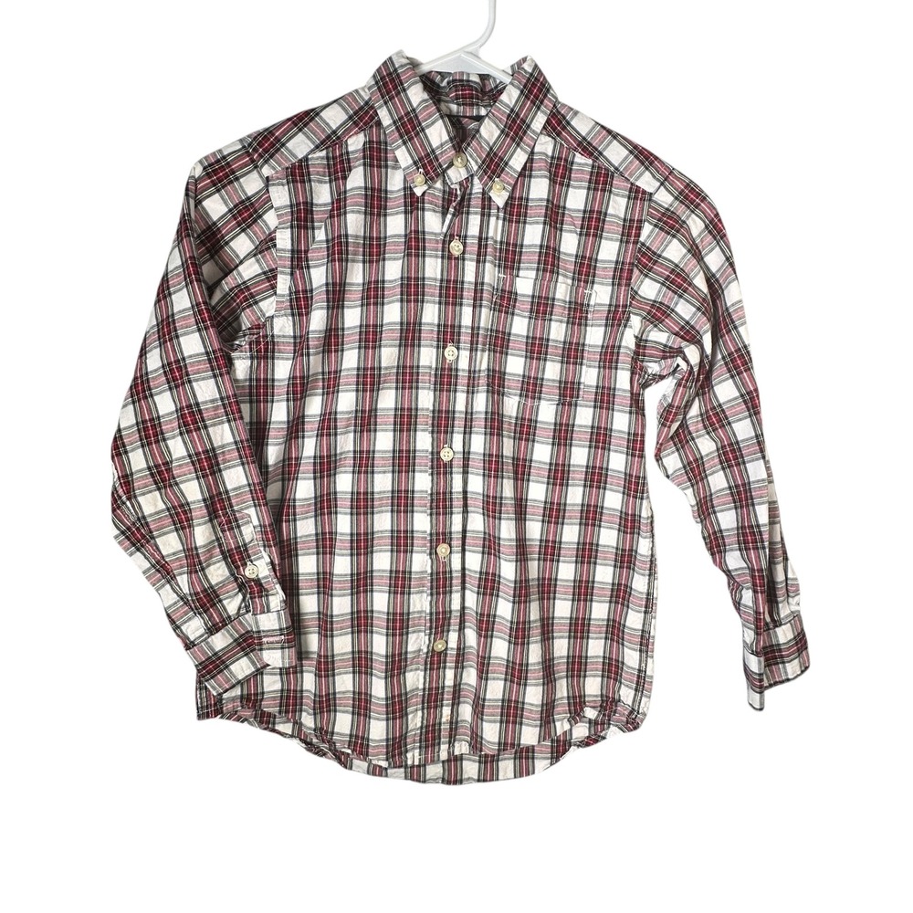 The Children's Place Boys Plaid Button Down Shirt Long Sleeve Size 7/8 Cotton